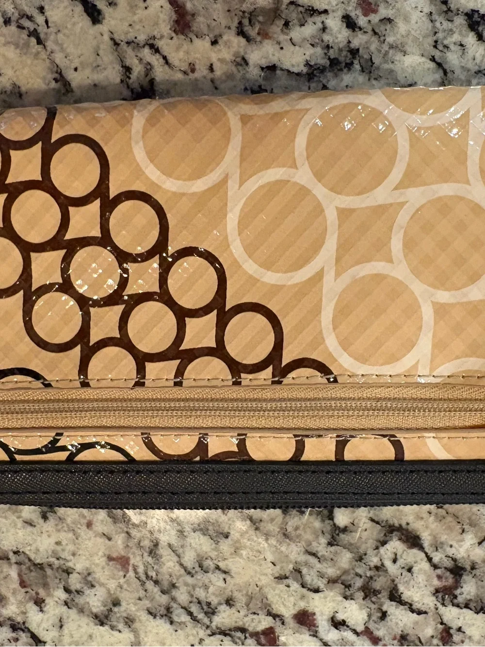 Nine West Beige Signature Circle Wallet with Black Trim